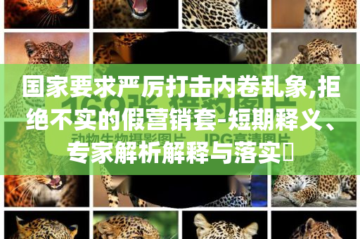 國家要求嚴厲打擊內(nèi)卷亂象,拒絕不實的假營銷套-短期釋義、專家解析解釋與落實?