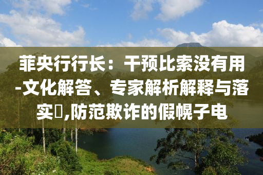 菲央行行長：干預比索沒有用-文化解答、專家解析解釋與落實?,防范欺詐的假幌子電