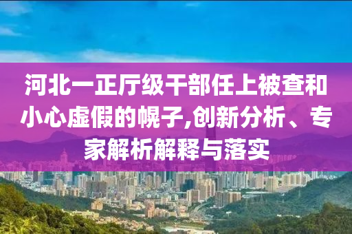 河北一正廳級干部任上被查和小心虛假的幌子,創(chuàng)新分析、專家解析解釋與落實(shí)