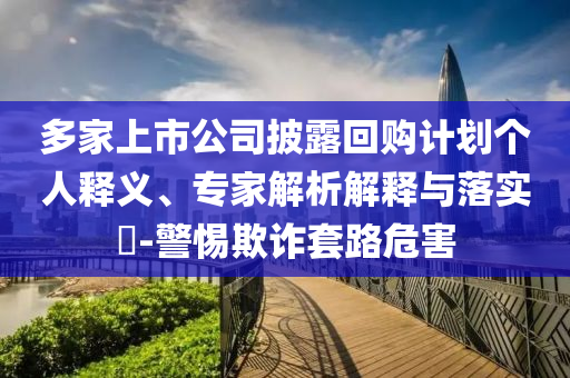 多家上市公司披露回購計(jì)劃個人釋義、專家解析解釋與落實(shí)?-警惕欺詐套路危害