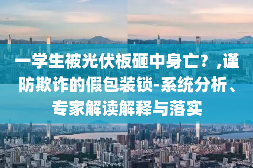 一學(xué)生被光伏板砸中身亡？,謹防欺詐的假包裝鎖-系統(tǒng)分析、專家解讀解釋與落實