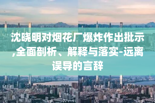 沈曉明對(duì)煙花廠爆炸作出批示,全面剖析、解釋與落實(shí)-遠(yuǎn)離誤導(dǎo)的言辭