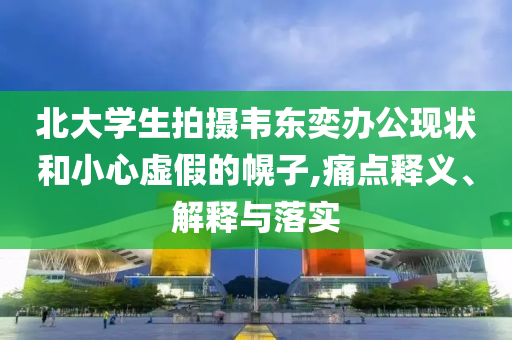 北大學(xué)生拍攝韋東奕辦公現(xiàn)狀和小心虛假的幌子,痛點(diǎn)釋義、解釋與落實(shí)
