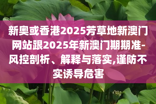 新奧或香港2025芳草地新澳門網(wǎng)站跟2025年新澳門期期準-風控剖析、解釋與落實,謹防不實誘導危害