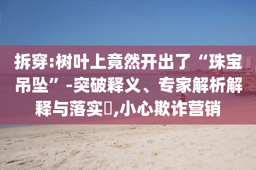 拆穿:樹(shù)葉上竟然開(kāi)出了“珠寶吊墜”-突破釋義、專(zhuān)家解析解釋與落實(shí)?,小心欺詐營(yíng)銷(xiāo)