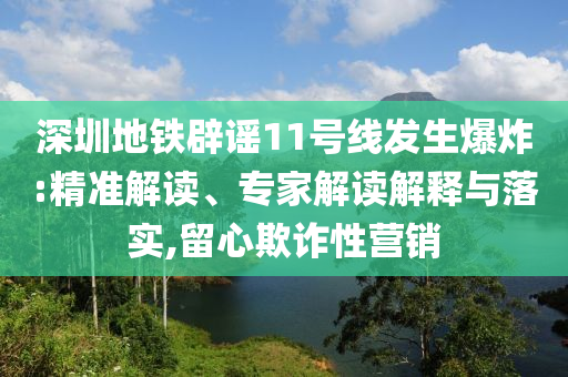 深圳地鐵辟謠11號(hào)線發(fā)生爆炸:精準(zhǔn)解讀、專家解讀解釋與落實(shí),留心欺詐性營(yíng)銷