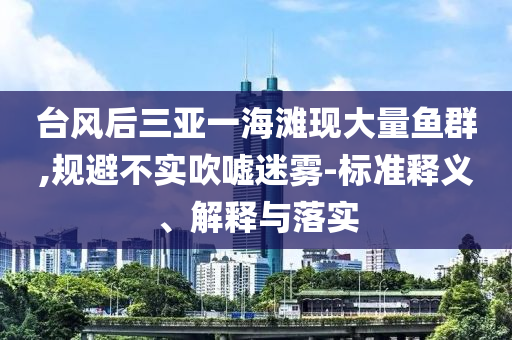臺風后三亞一海灘現(xiàn)大量魚群,規(guī)避不實吹噓迷霧-標準釋義、解釋與落實
