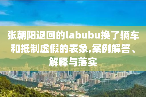 張朝陽退回的labubu換了輛車和抵制虛假的表象,案例解答、解釋與落實(shí)