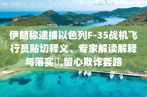 伊朗稱逮捕以色列F-35戰(zhàn)機(jī)飛行員貼切釋義、專家解讀解釋與落實?,留心欺詐套路
