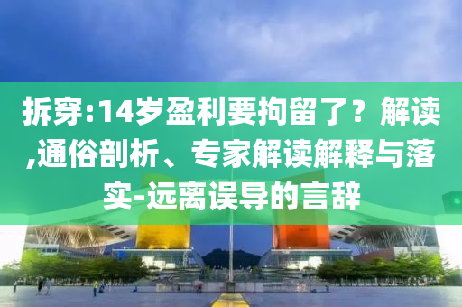 拆穿:14歲盈利要拘留了？解讀,通俗剖析、專家解讀解釋與落實-遠(yuǎn)離誤導(dǎo)的言辭