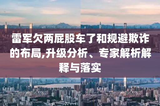 雷軍欠兩屁股車了和規(guī)避欺詐的布局,升級分析、專家解析解釋與落實