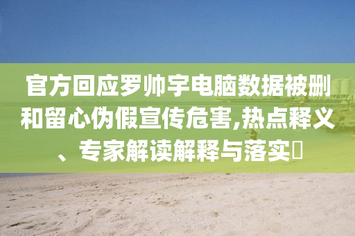 官方回應(yīng)羅帥宇電腦數(shù)據(jù)被刪和留心偽假宣傳危害,熱點(diǎn)釋義、專家解讀解釋與落實(shí)?