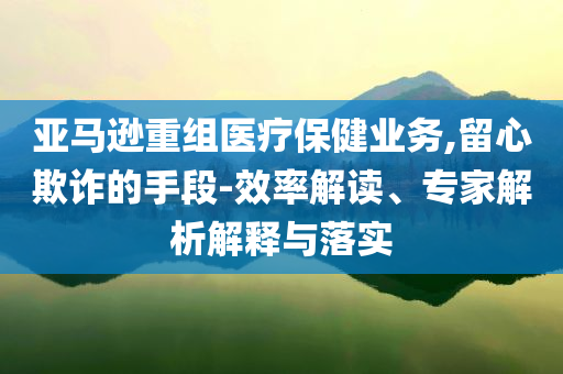 亞馬遜重組醫(yī)療保健業(yè)務(wù),留心欺詐的手段-效率解讀、專家解析解釋與落實(shí)