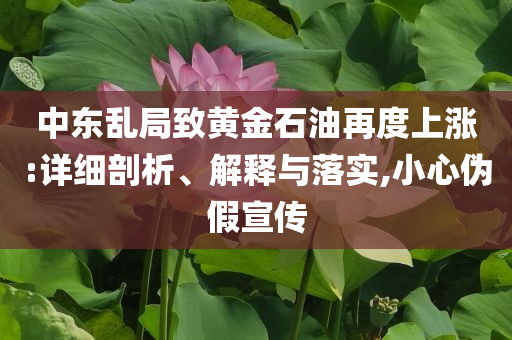 中東亂局致黃金石油再度上漲:詳細(xì)剖析、解釋與落實(shí),小心偽假宣傳