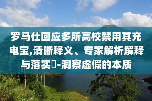 羅馬仕回應多所高校禁用其充電寶,清晰釋義、專家解析解釋與落實?-洞察虛假的本質