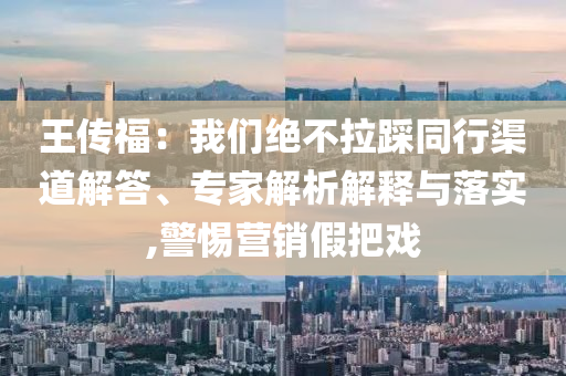 王傳福：我們絕不拉踩同行渠道解答、專家解析解釋與落實(shí),警惕營(yíng)銷假把戲