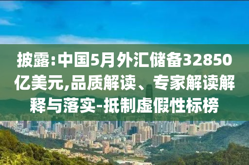 披露:中國(guó)5月外匯儲(chǔ)備32850億美元,品質(zhì)解讀、專家解讀解釋與落實(shí)-抵制虛假性標(biāo)榜