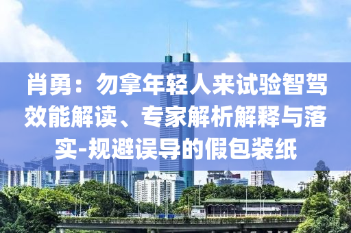 肖勇：勿拿年輕人來試驗(yàn)智駕效能解讀、專家解析解釋與落實(shí)-規(guī)避誤導(dǎo)的假包裝紙