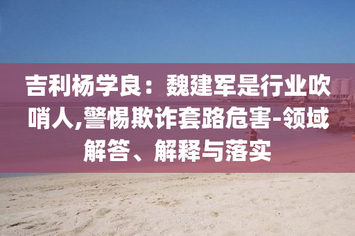 吉利楊學(xué)良：魏建軍是行業(yè)吹哨人,警惕欺詐套路危害-領(lǐng)域解答、解釋與落實(shí)