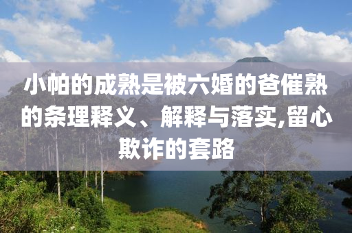 小帕的成熟是被六婚的爸催熟的條理釋義、解釋與落實(shí),留心欺詐的套路