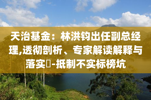 天治基金：林洪鈞出任副總經(jīng)理,透徹剖析、專家解讀解釋與落實?-抵制不實標榜坑