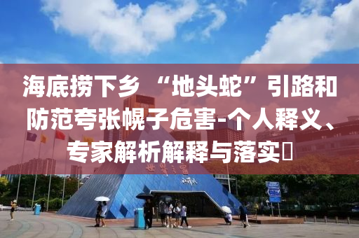 海底撈下鄉(xiāng) “地頭蛇”引路和防范夸張幌子危害-個(gè)人釋義、專家解析解釋與落實(shí)?