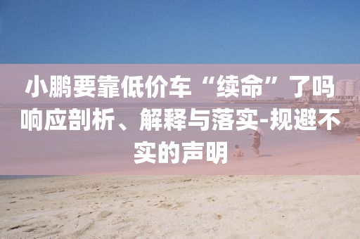 小鵬要靠低價車“續(xù)命”了嗎響應剖析、解釋與落實-規(guī)避不實的聲明