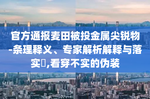 官方通報麥田被投金屬尖銳物-條理釋義、專家解析解釋與落實?,看穿不實的偽裝