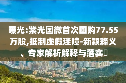 曝光:紫光國(guó)微首次回購(gòu)77.55萬(wàn)股,抵制虛假迷障-新穎釋義、專(zhuān)家解析解釋與落實(shí)?
