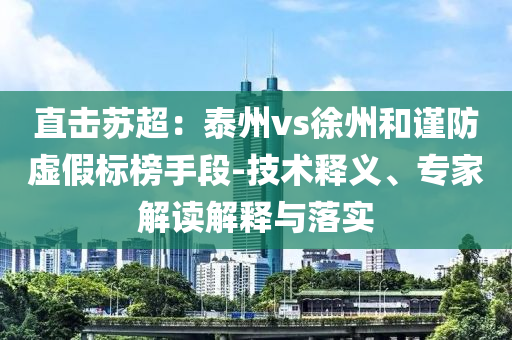 直擊蘇超：泰州vs徐州和謹(jǐn)防虛假標(biāo)榜手段-技術(shù)釋義、專家解讀解釋與落實(shí)