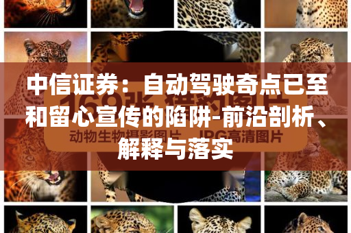 中信證券：自動駕駛奇點已至和留心宣傳的陷阱-前沿剖析、解釋與落實