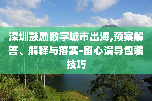 深圳鼓勵(lì)數(shù)字城市出海,預(yù)案解答、解釋與落實(shí)-留心誤導(dǎo)包裝技巧
