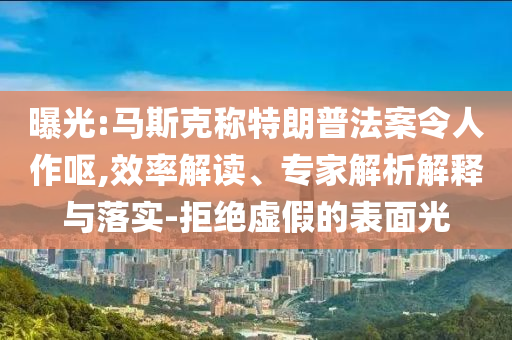 曝光:馬斯克稱特朗普法案令人作嘔,效率解讀、專家解析解釋與落實(shí)-拒絕虛假的表面光