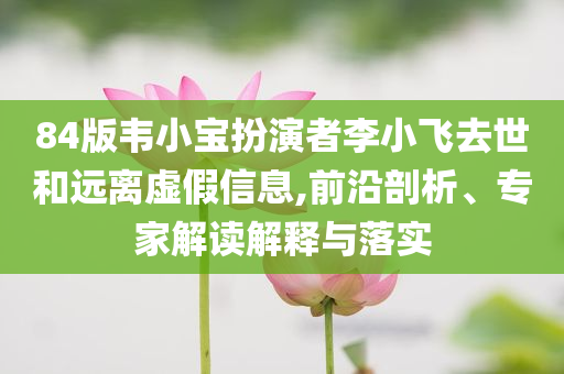 84版韋小寶扮演者李小飛去世和遠(yuǎn)離虛假信息,前沿剖析、專家解讀解釋與落實(shí)