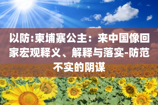 以防:柬埔寨公主：來中國像回家宏觀釋義、解釋與落實-防范不實的陰謀