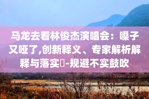 馬龍去看林俊杰演唱會：嗓子又啞了,創(chuàng)新釋義、專家解析解釋與落實?-規(guī)避不實鼓吹