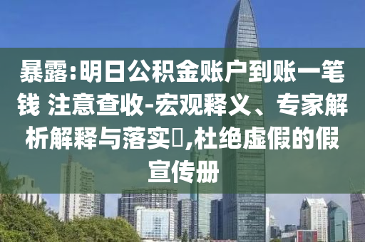 暴露:明日公積金賬戶到賬一筆錢 注意查收-宏觀釋義、專家解析解釋與落實(shí)?,杜絕虛假的假宣傳冊(cè)