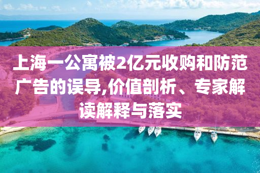 上海一公寓被2億元收購和防范廣告的誤導(dǎo),價值剖析、專家解讀解釋與落實(shí)