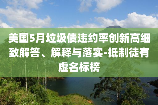 美國5月垃圾債違約率創(chuàng)新高細(xì)致解答、解釋與落實(shí)-抵制徒有虛名標(biāo)榜