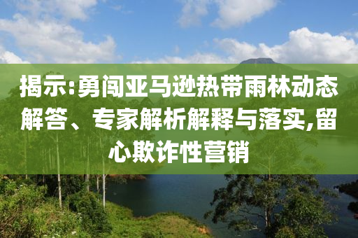 揭示:勇闖亞馬遜熱帶雨林動態(tài)解答、專家解析解釋與落實,留心欺詐性營銷