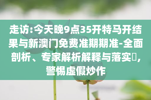 走訪:今天晚9點(diǎn)35開特馬開結(jié)果與新澳門免費(fèi)準(zhǔn)期期準(zhǔn)-全面剖析、專家解析解釋與落實(shí)?,警惕虛假炒作