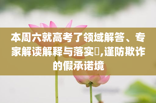 本周六就高考了領(lǐng)域解答、專家解讀解釋與落實(shí)?,謹(jǐn)防欺詐的假承諾境