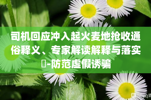 司機回應沖入起火麥地搶收通俗釋義、專家解讀解釋與落實?-防范虛假誘騙
