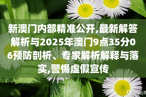 新澳門內(nèi)部精準(zhǔn)公開,最新解答解析與2025年澳門9點(diǎn)35分06預(yù)防剖析、專家解析解釋與落實(shí),警惕虛假宣傳
