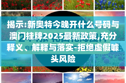 揭示:新奧特今晚開(kāi)什么號(hào)碼與澳門(mén)掛牌2025最新政策,充分釋義、解釋與落實(shí)-拒絕虛假噱頭風(fēng)險(xiǎn)