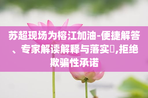蘇超現(xiàn)場為榕江加油-便捷解答、專家解讀解釋與落實?,拒絕欺騙性承諾