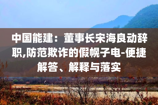 中國(guó)能建：董事長(zhǎng)宋海良動(dòng)辭職,防范欺詐的假幌子電-便捷解答、解釋與落實(shí)
