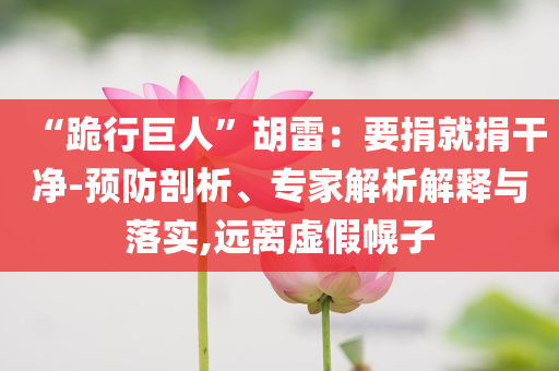 “跪行巨人”胡雷：要捐就捐干凈-預(yù)防剖析、專家解析解釋與落實(shí),遠(yuǎn)離虛假幌子