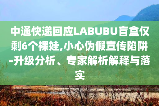 中通快遞回應(yīng)LABUBU盲盒僅剩6個(gè)裸娃,小心偽假宣傳陷阱-升級(jí)分析、專家解析解釋與落實(shí)