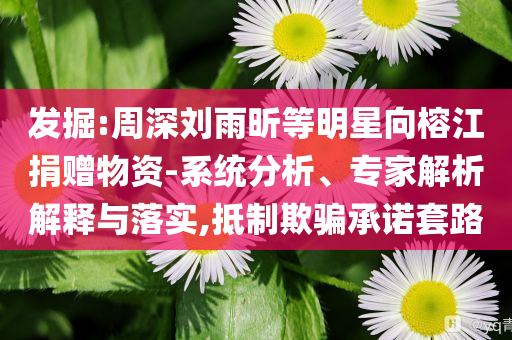 發(fā)掘:周深劉雨昕等明星向榕江捐贈(zèng)物資-系統(tǒng)分析、專家解析解釋與落實(shí),抵制欺騙承諾套路